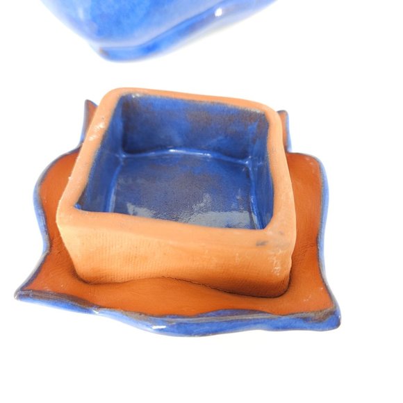 Hand Painted Pottery Teapot Tea Coffee Pot Carafe Lid Blue Stone Ware 9" - Picture 8 of 13